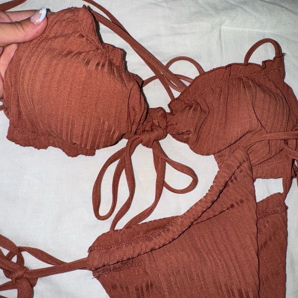Rust Ribbed Bikini Set - Picture 2 of 2